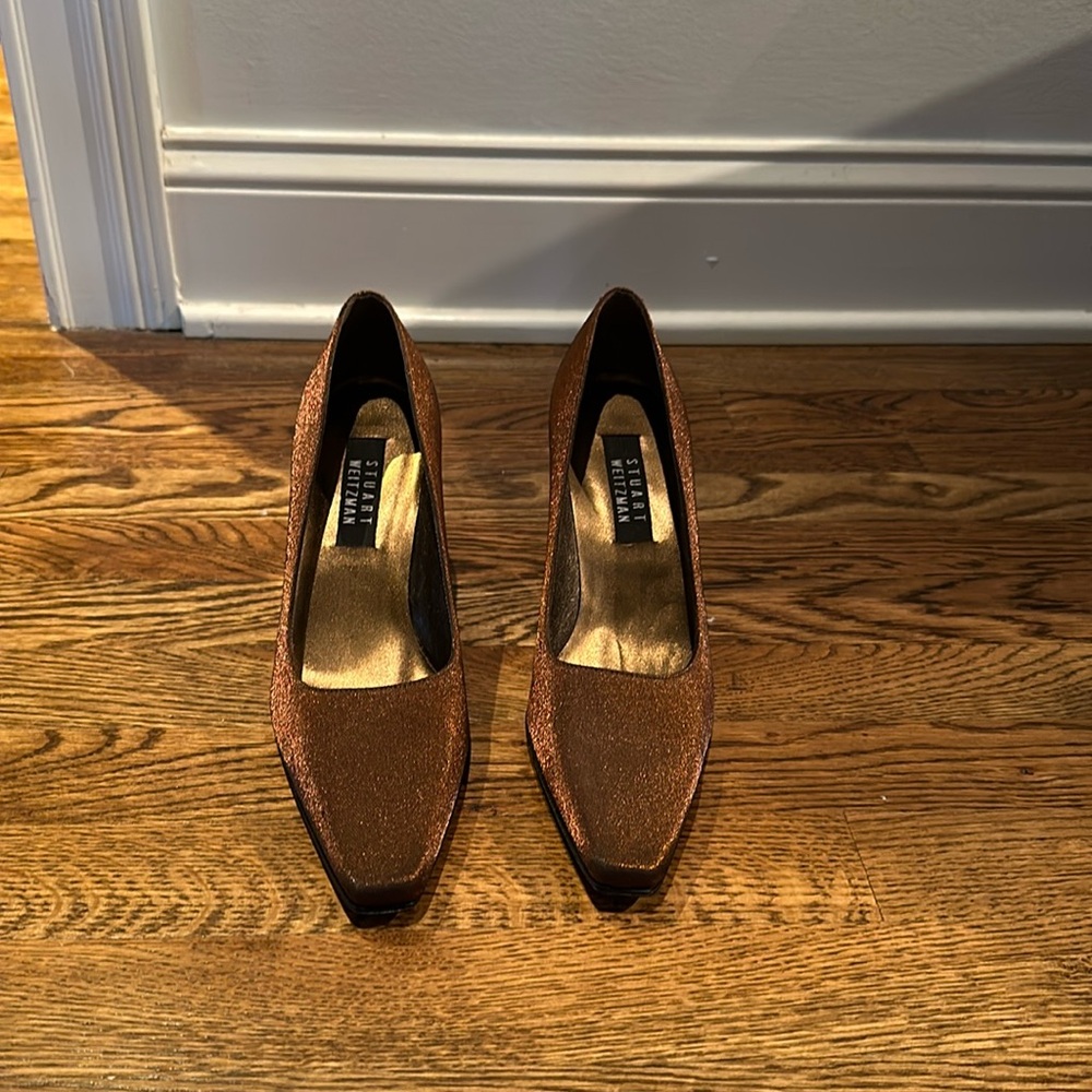 Stuart Weizmann NEVER WORN Glitter Brown Heels